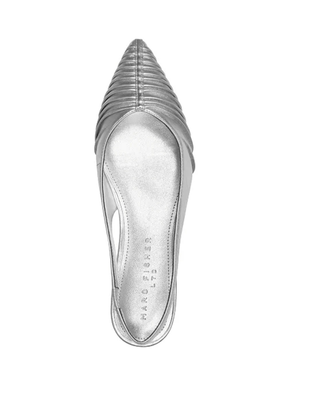 Marc Fisher Silver Pointed Ruched Slingback Flat